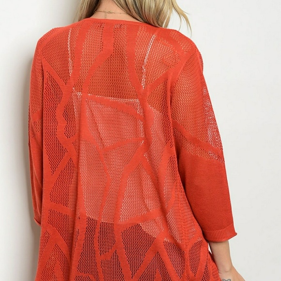 💎PRICE IS FIRM💎BRICK FRINGE KIMONO - Picture 4 of 5